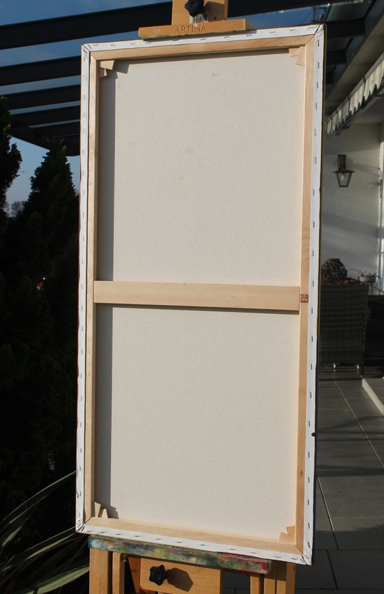 Portrait in a red chair.