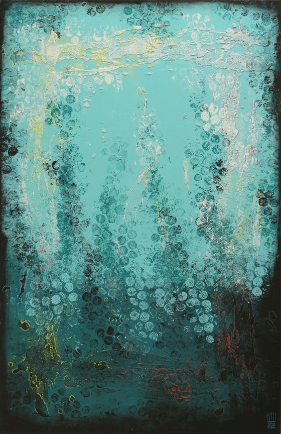 Once in Boiling Blue XL - Vertical Abstract Painting - Ronald Hunter 7N