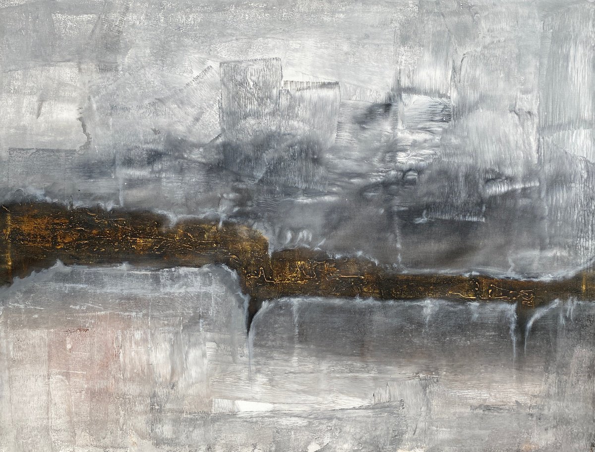 Abstract Acrylic Painting By Madhav Singh, 51 X 39", Gold River, Original Artwork