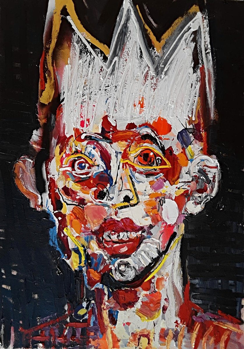 Urban And Pop Portrait Acrylic Painting By Ruslan Khais, 21 X 30", Pale Prince, Original Artwork