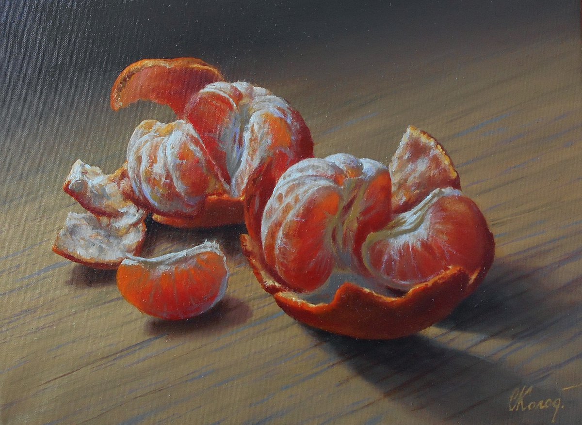 Tangerines. Still life/30x40cm/Original oil on canvas/Free Shipping by Kolodyazhniy Sergey