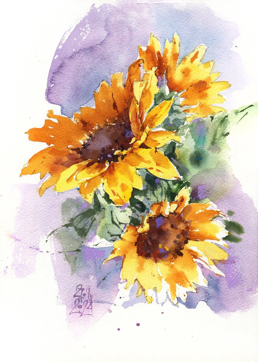 Impressionistic Botanical Watercolour By Ksenia Selianko, 8 X 12", August Dreams, Original Artwork