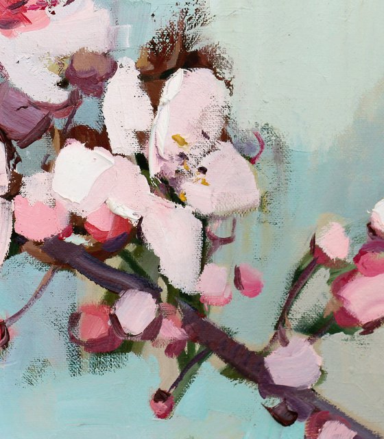 Cherry blooming - Floral art - Oil painting