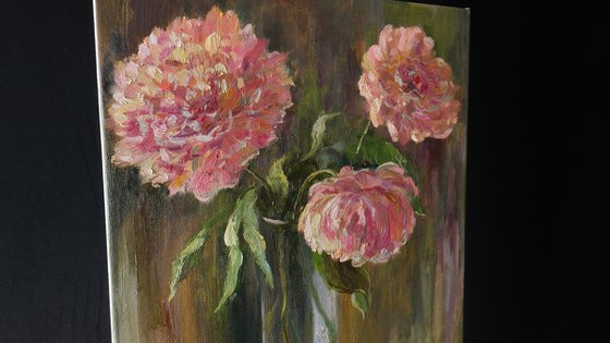 Peonies In Vase - floral still life painting