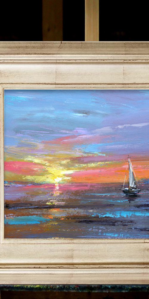 BEST DISCOUNT SPECIAL PRICE " To the gold coast " ORIGINAL PAINTING, SUNSET,SEASCAPE by mir-jan