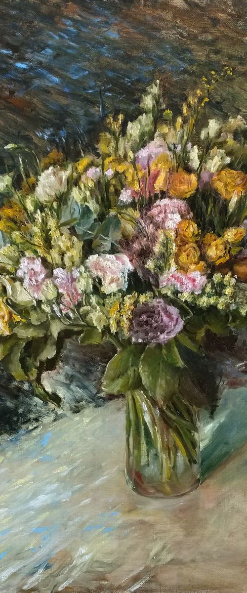 March bouquet - still life floral painting by Leonid Plekhanov