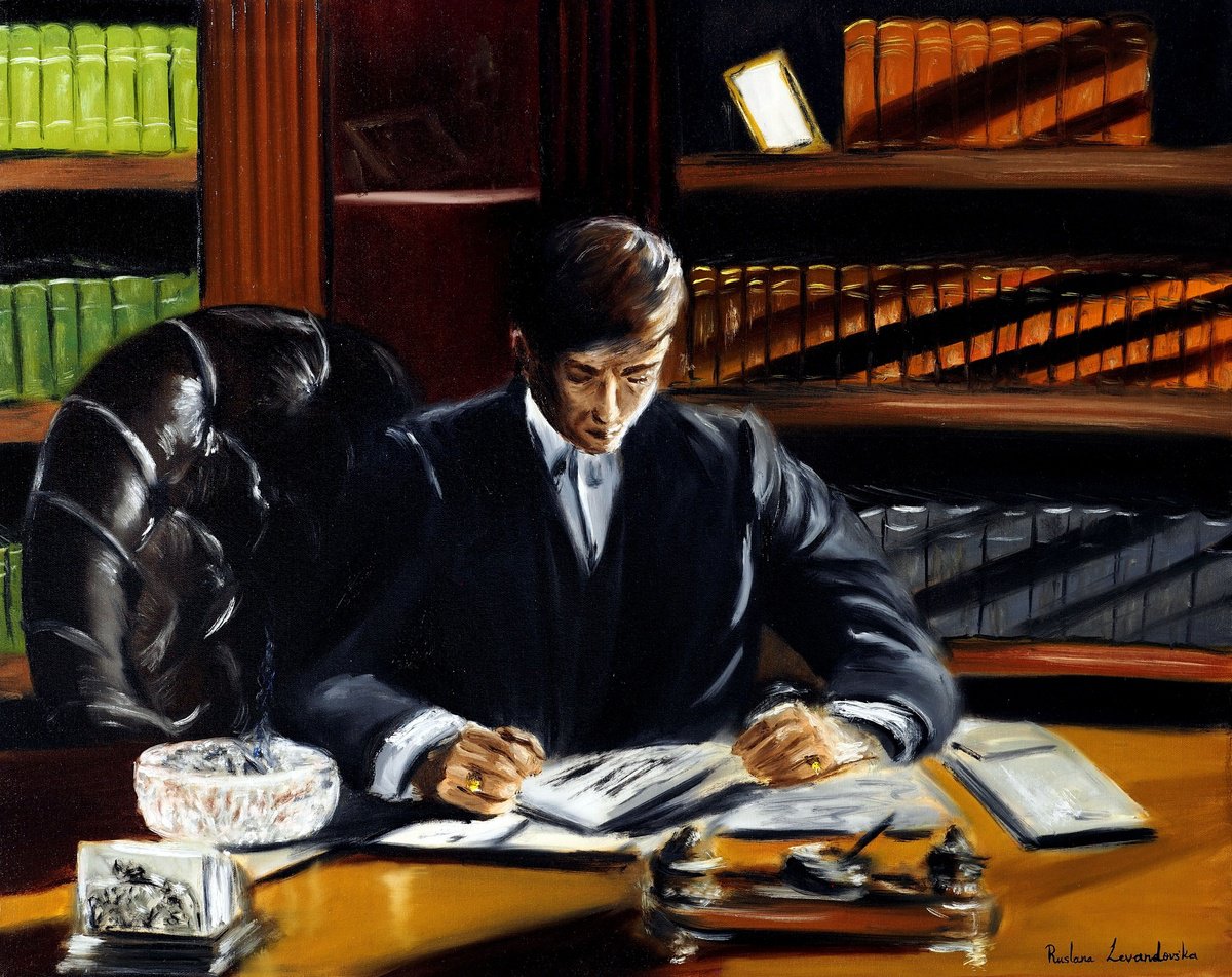 Impressionistic Portrait Oil Painting By Ruslana Levandovska, 30 X 24", Late Night Ii, Original Artwork