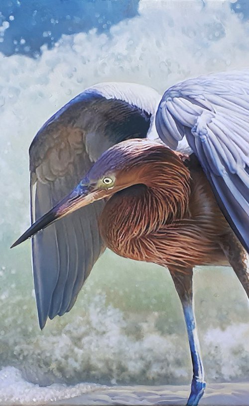 A GREAT GREY HERON by Tatiana Rezvaya