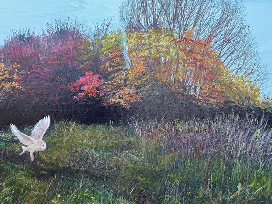 'Quartering the Autumn Meadow' Large Oil painting