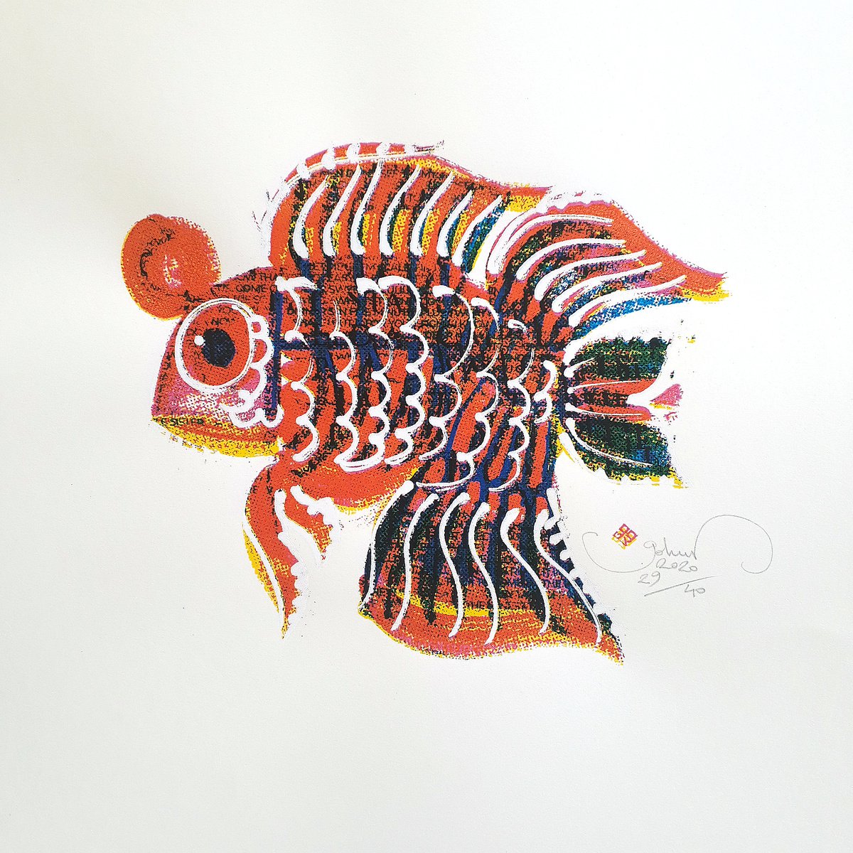 Illustrative Screenprint , Colorful Fish By Gokhan Okur, 12 X 12, Artwork For Sale On Artfinder