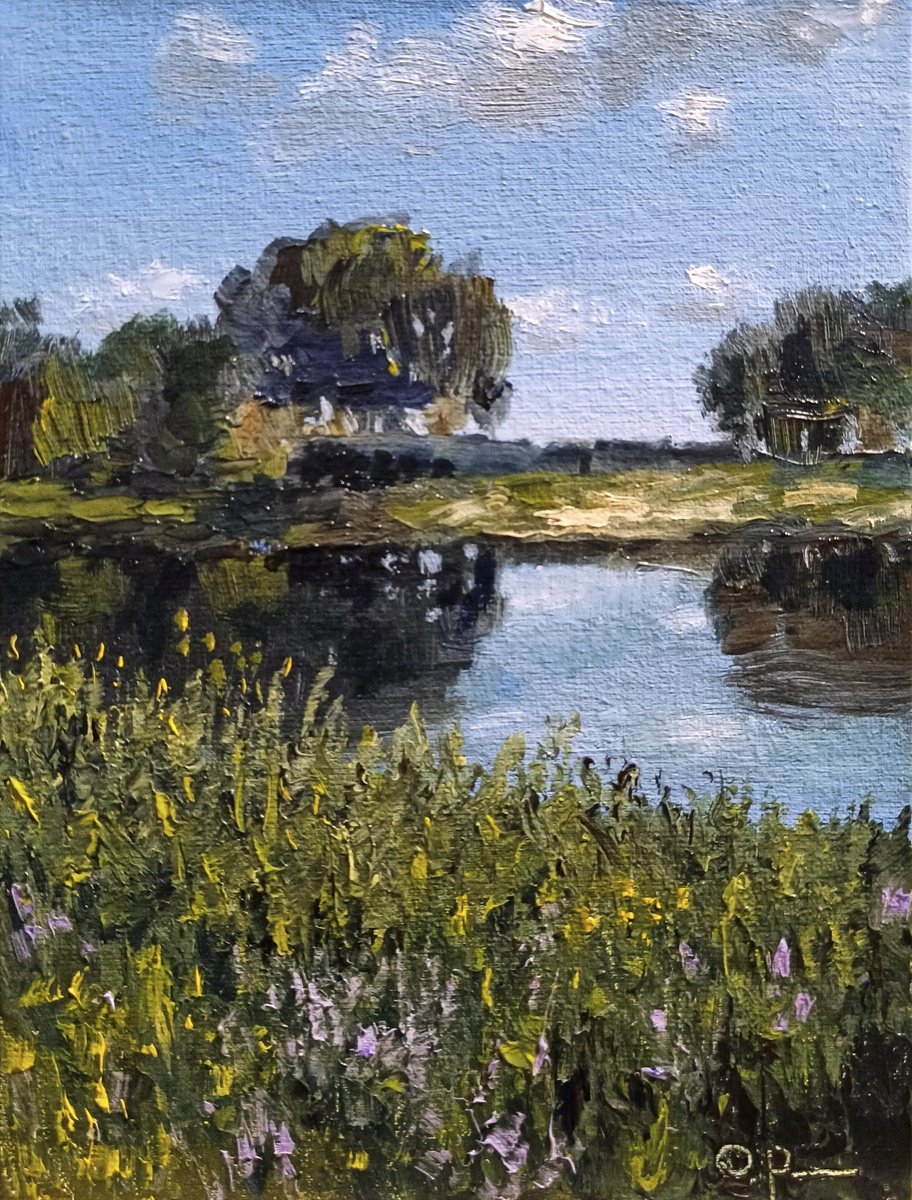 Impressionistic Landscape Oil Painting By Oleh Rak, 6 X 8", Impression. July, Original Artwork