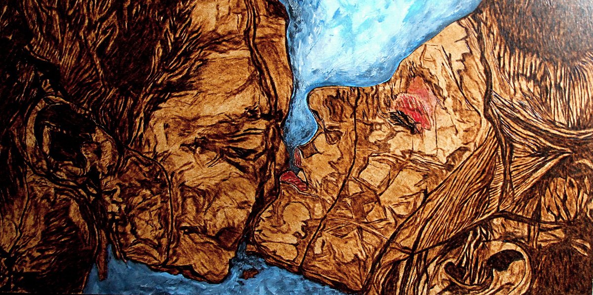 Expressive Painting , Still Loving You By Milis Pyrography, 20 X 10, Artwork For Sale On Artfinder