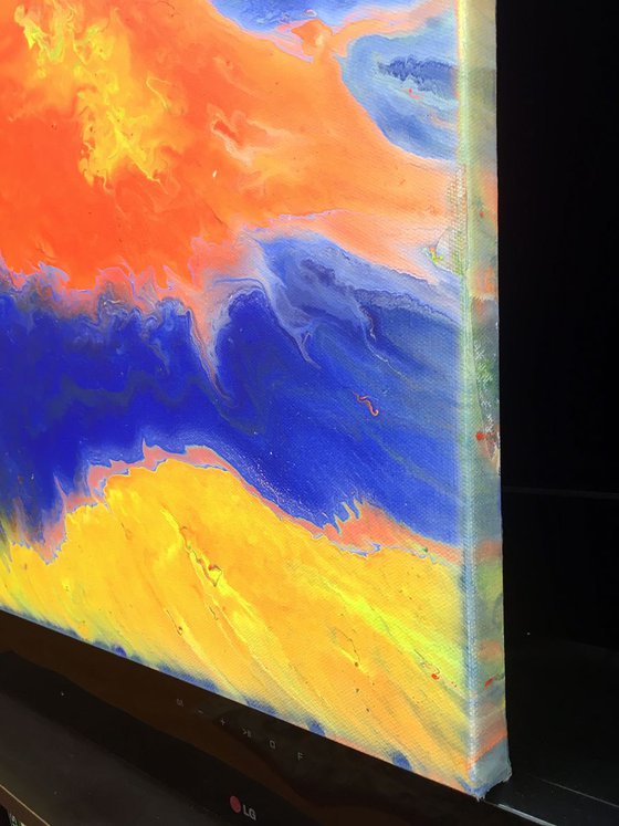 "Escape To Orange Island" - Original Abstract PMS Acrylic Painting - 24 x 24 inches