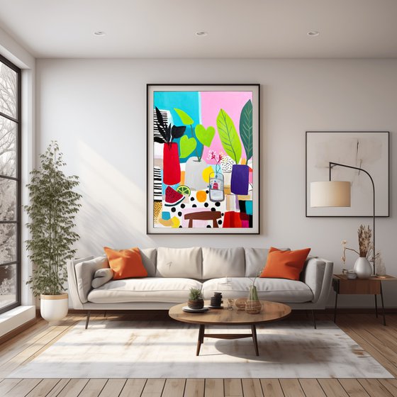 Watermelon Vase Still Life