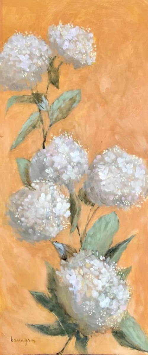 White Flowers Oil Painting by Caridad I. Barragan