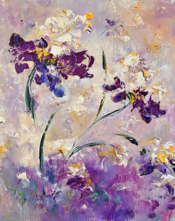 VERY PERI GARDEN - Purple flowers. Blue irises. Gentle buds. Van Gogh Irises.