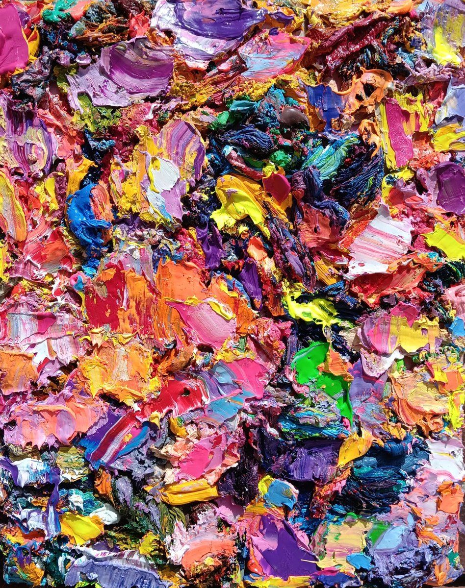 Expressive Abstract Oil Painting By Ruslan Khais, 12 X 15", Abundance Of Fall, Original Artwork