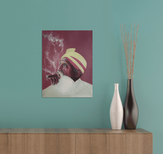 Smoking man in a turban