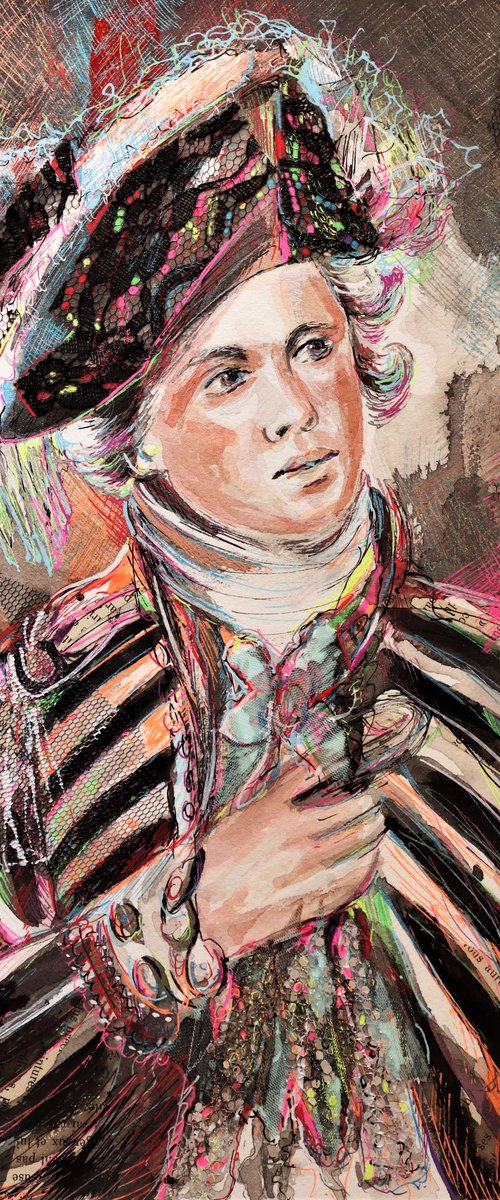 Man Rococo   Portrait mixed media drawing on paper by Antigoni Tziora