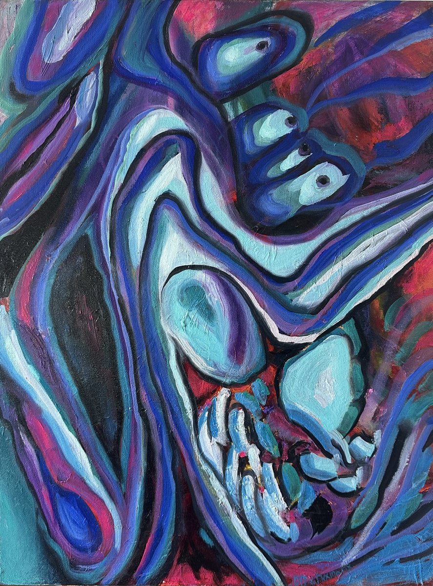 Abstract Oil Painting By Olga Mcnamara Biennaleartist, 18 X 24", Inscape, Original Artwork