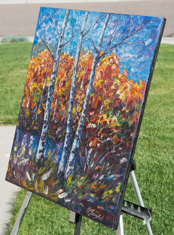 Aspen Country oil Painting with Palette Knife