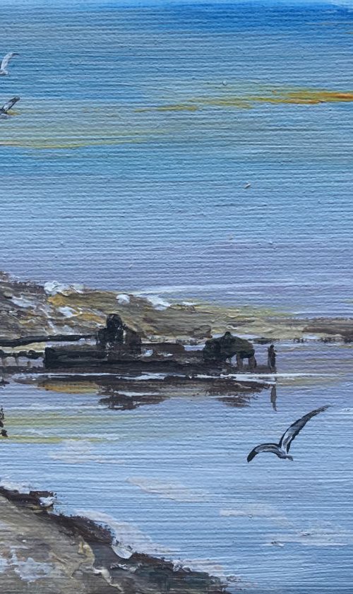 View of Bournemouth Pier on a mini canvas by Marja Brown