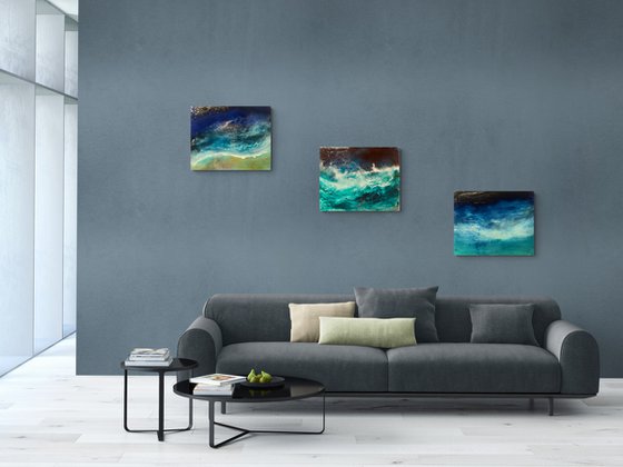 Seascape Waves, Water castles triptych