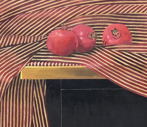 Pomegranates and red silk