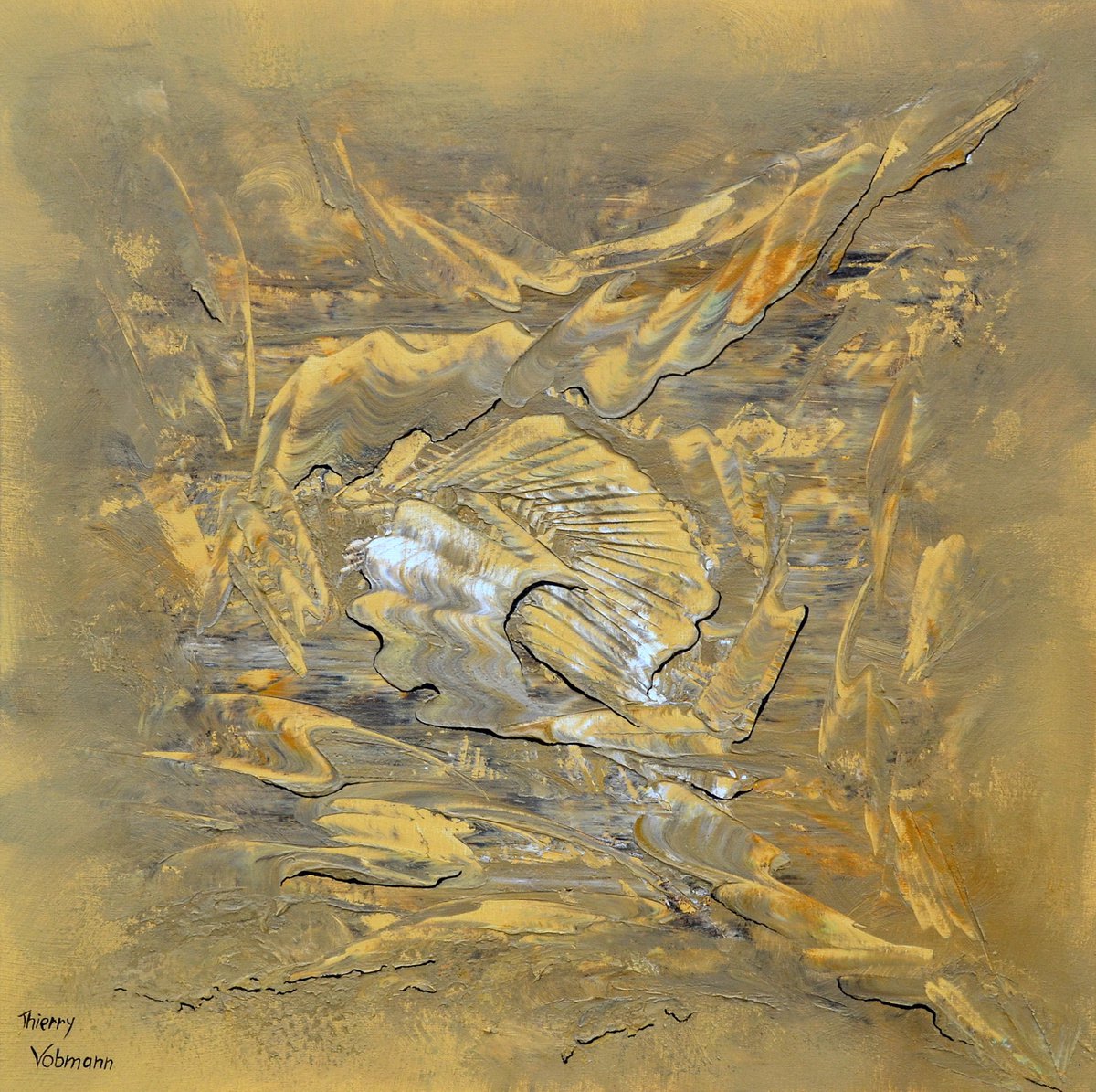 Abstract Landscape Acrylic Painting By Thierry Vobmann. Abstract ., 28 X 28", Reverie Oceane, Original Artwork