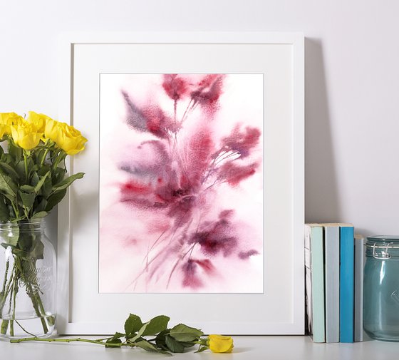 Purple flowers, small floral artwork Blossom