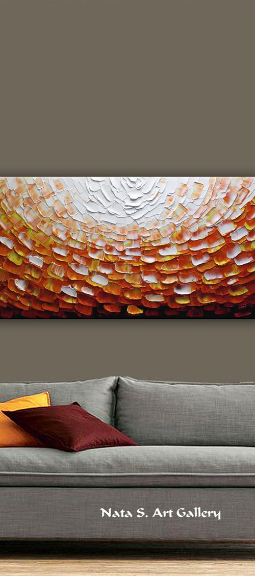 Orange Abstract  - Textured Painting by Nataliya Stupak