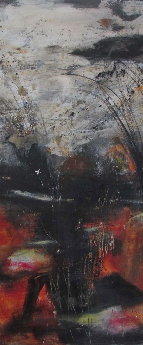 Brumalis - large mixed media abstract landscape painting - ready to hang by Karin Goeppert