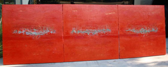 Red Orange Triptych (3) Panel Series