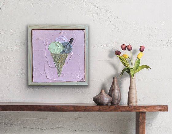 Ice cream on pink (framed)