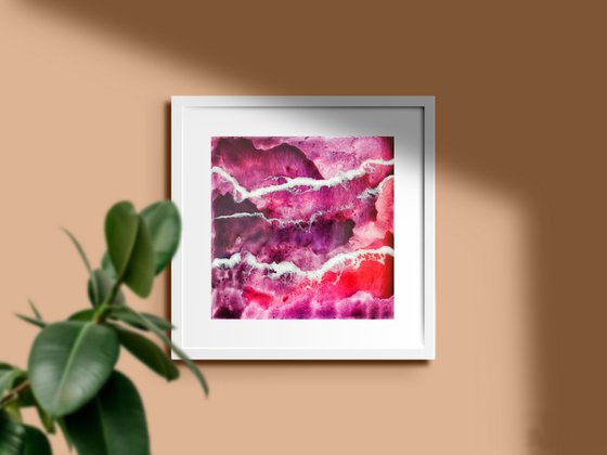 Purple sunset sea - original seascape artwork