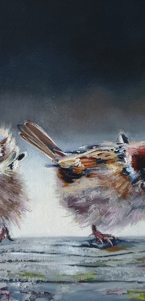 "What a wind! " sparrow birds 2021 by Anna Bessonova (Kotelnik)