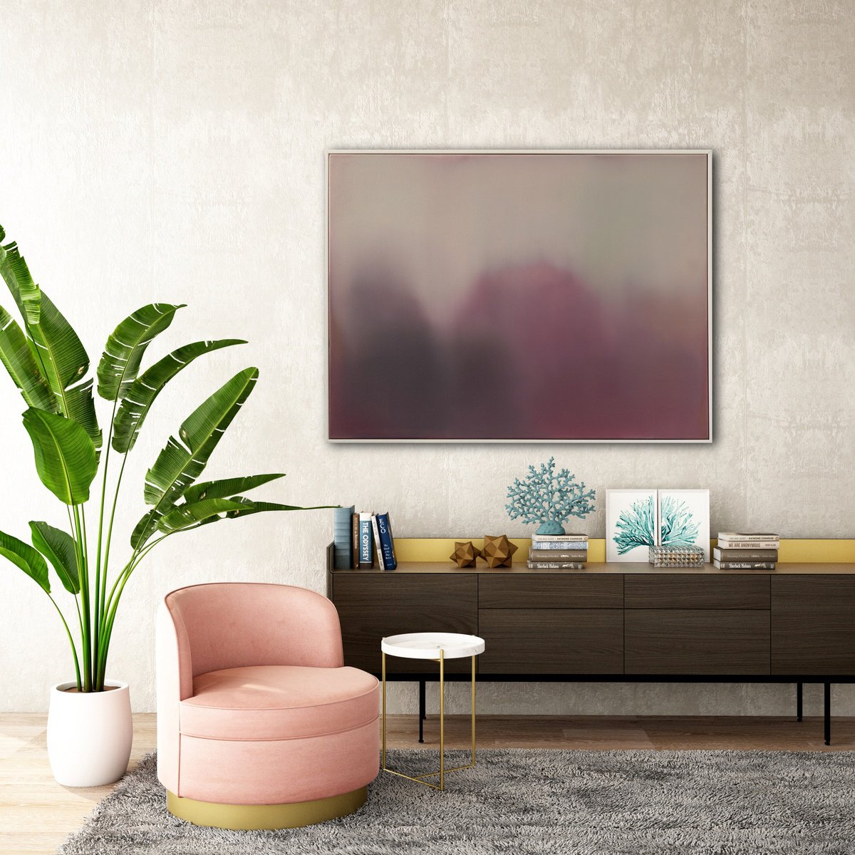 Organic Landscape Oil Painting By Nicole Rose, 41 X 31", Centrestage, Original Artwork