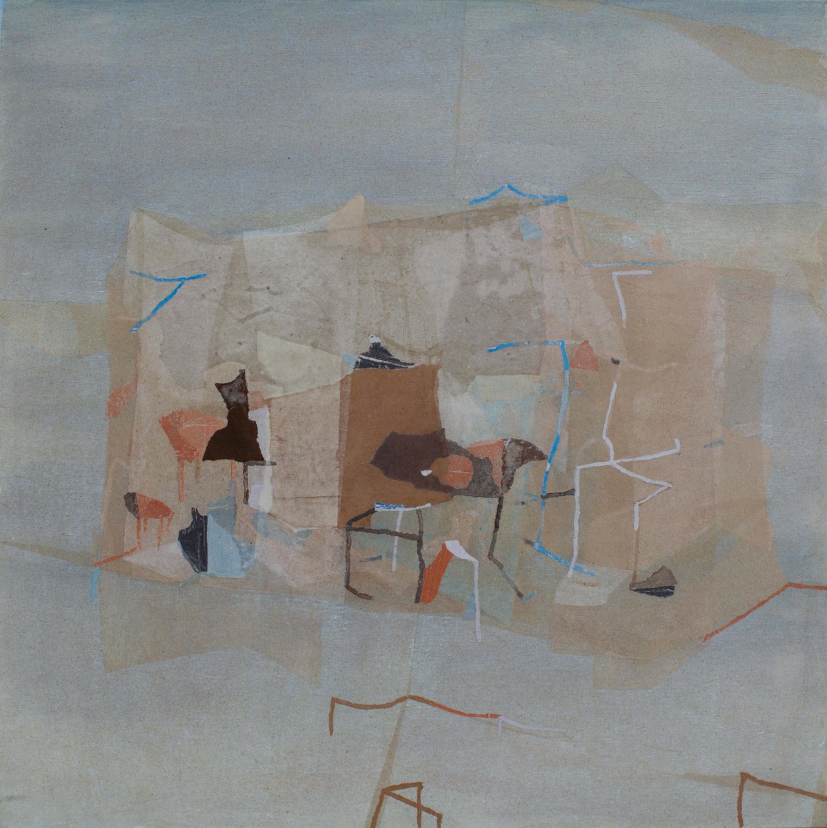 Abstract Collage By Trayana Panayotova, 28 X 28", "After The Rehearsal" I, Original Artwork