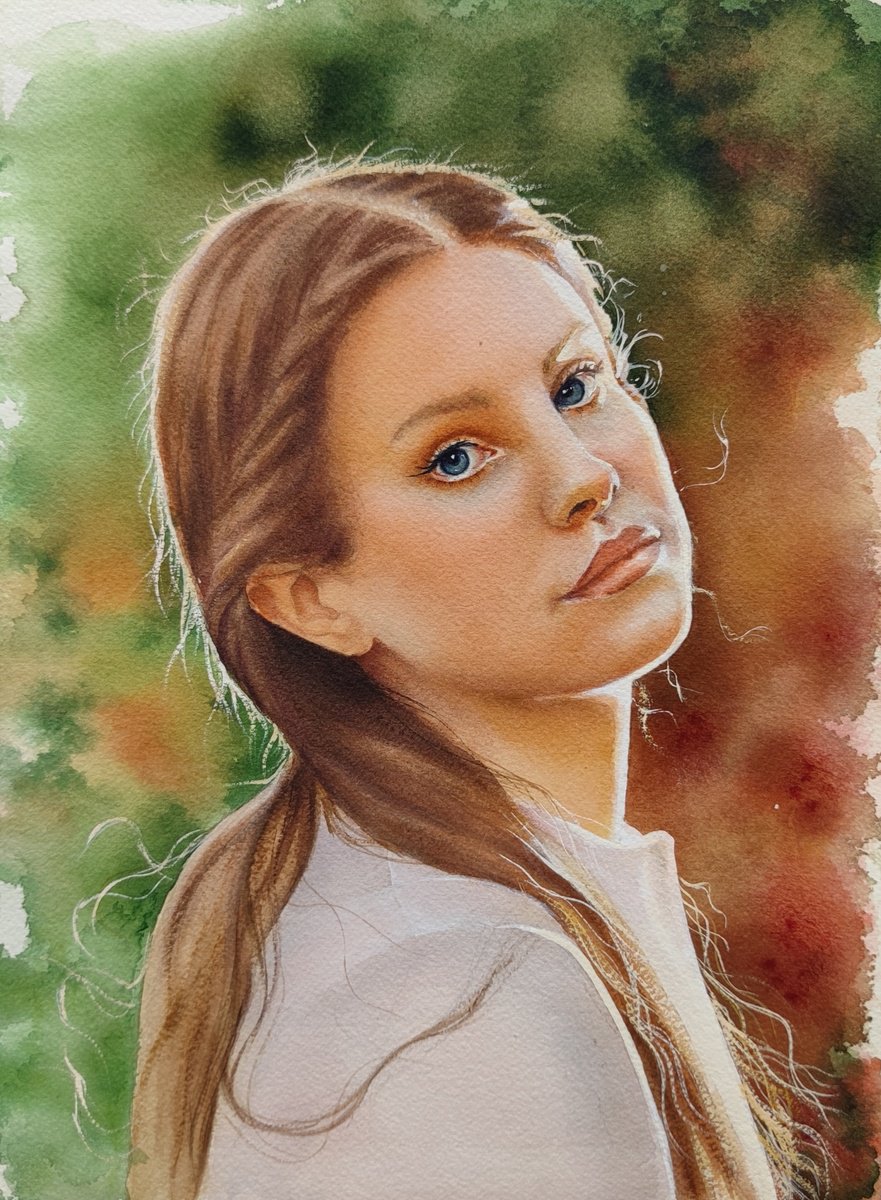 Photorealistic Portrait Watercolour By Zhanna Utkina, 9 X 12", Lana Del Rey, Original Artwork