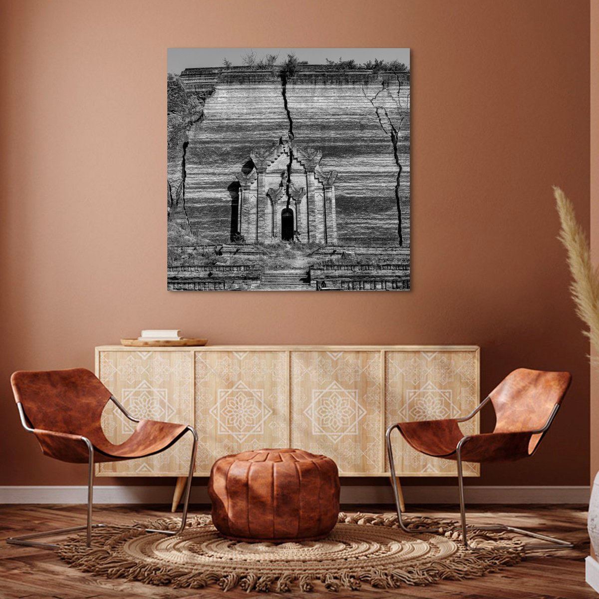 Geometric Abstract Photograph By Serge Horta, 24 X 24", After The Earthquake, Original Artwork