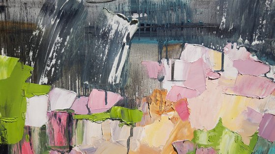 Flowers by the water.