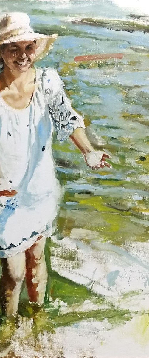 Mama - figurative painting of a woman to celebrate mothers and motherhood by Leonid Plekhanov