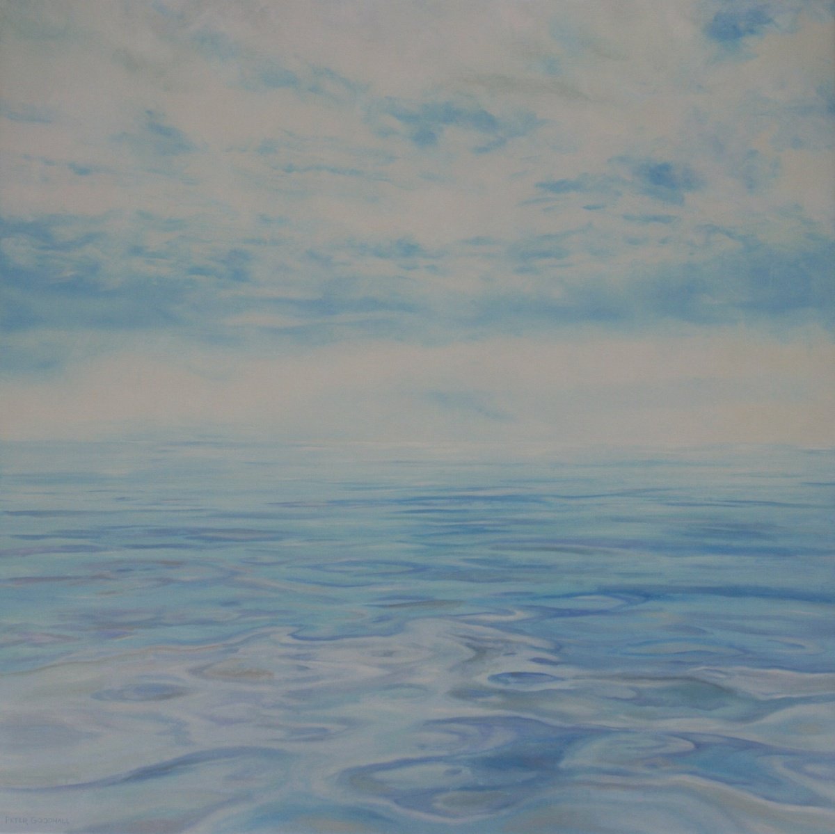 Expressive Landscape Oil Painting By Peter Goodhall, 32 X 32", Perfectly Calm, Original Artwork