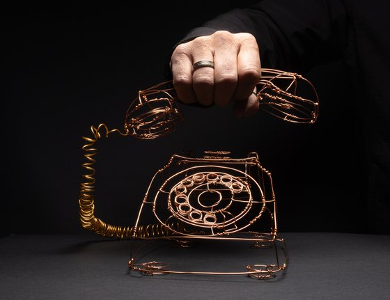 Retro Telephone Wire Sculpture