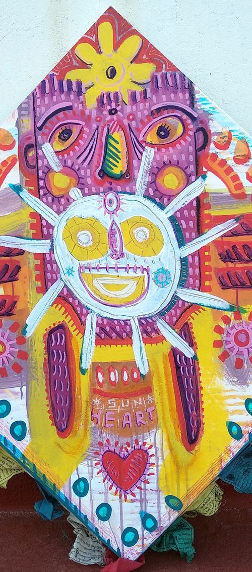 SUN HEART SHAMAN 80x80x4cm by Angel Rivas