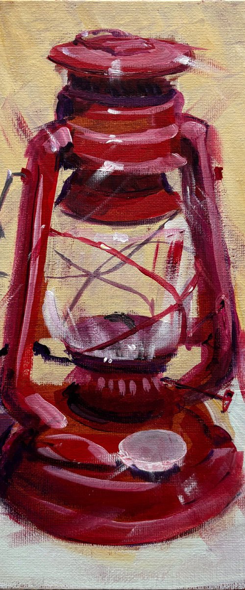 The Red Oil Lamp Still Life by Dmitry Fedorov