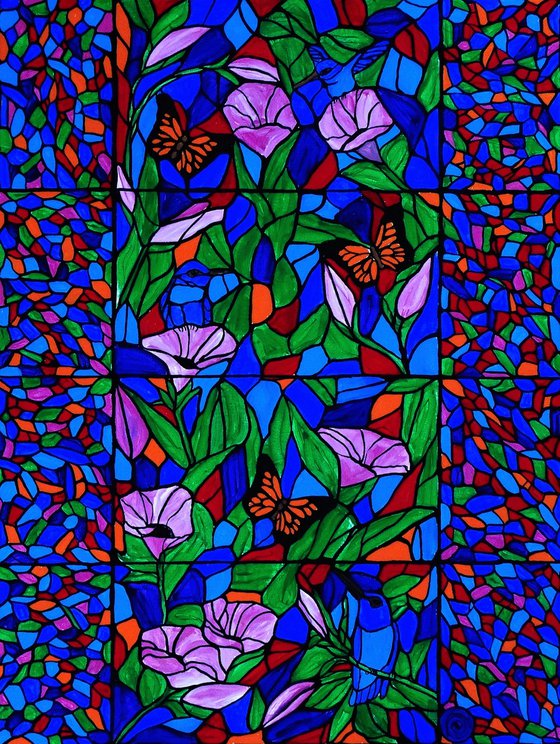 Joyful Place, stained glass painting