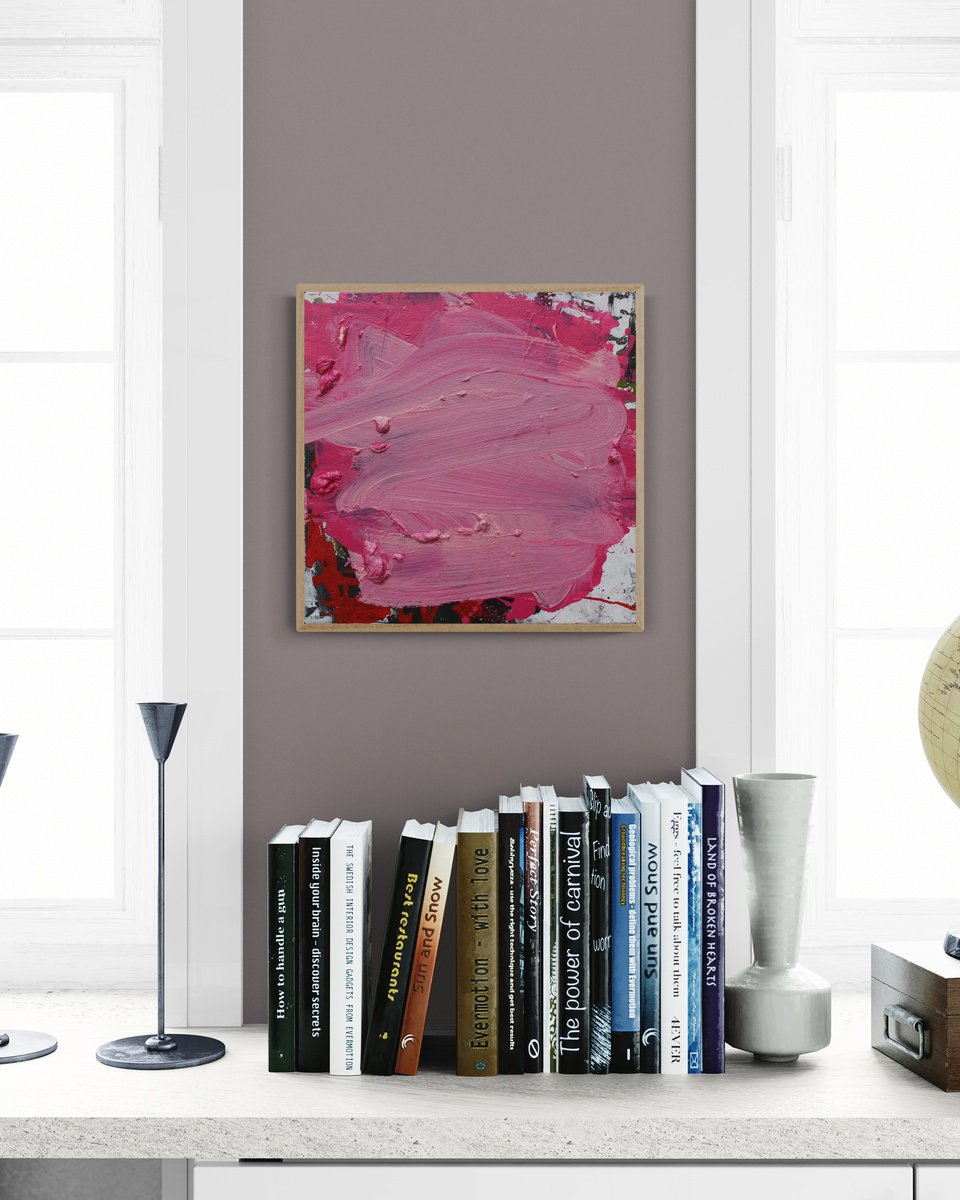 Expressive Abstract Painting By Daniela Schweinsberg, 12 X 12, Pink Champagne Mood 1, Original Artwork