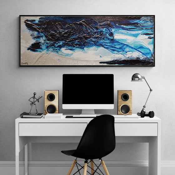 Midnight Malt 160cm x 60cm Textured Abstract Art