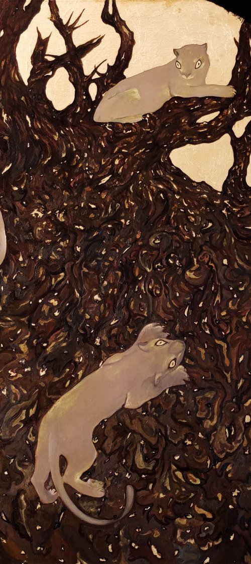 Golden Magic Baobab and pumas by ANASTASIA BALABINA